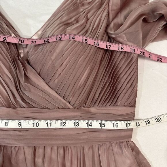 NWD $598 Mac Duggal [ 12 ] Faux Wrap long Sleeve Tiered Gown in Mocha Pink #S976 - Picture 16 of 16